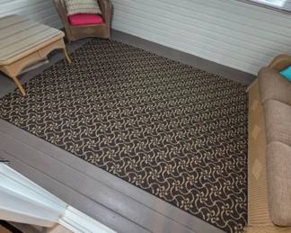 Patterned Area Rug in Blue and Beige Tones