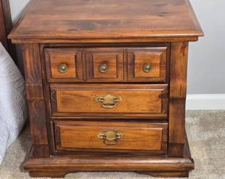 Wooden Nightstand With Brass Pulls