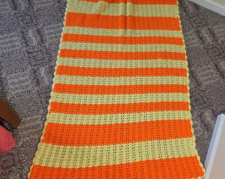 Handmade Orange and Yellow Crochet Blanket