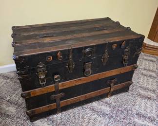 Wood and Metal Steamer Trunk