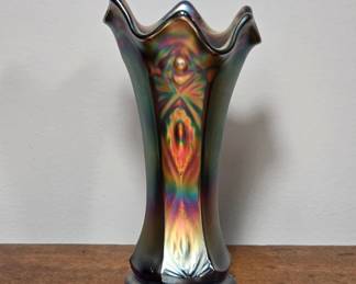 Iridescent Carnival Glass Vase