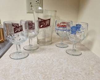 Vintage Beer Glassware and Pitcher