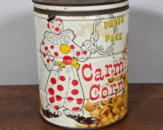 Caramel Corn Tin with Clown Design