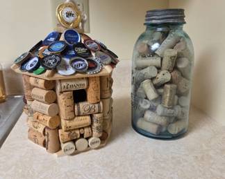 Decorative Cork House and Jar With Corks