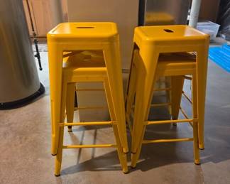 Yellow Metal Stackable Bar Stools
