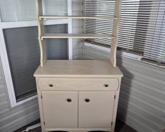 Painted Wooden Hutch With Shelves
