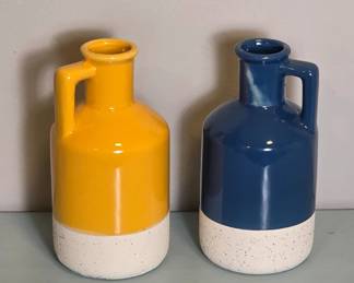 Yellow and Blue Ceramic Vases