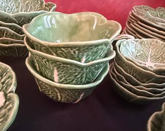 Bordallo Pinheiro Cabbage Leaf Ceramic Bowls