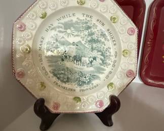 Antique Staffordshire 'Franklin's Proverbs' Transferware Plate - Make Hay While The Sun Shines
