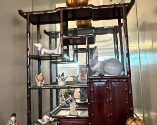 Vintage Chinese Bamboo-Style Curio Etagere