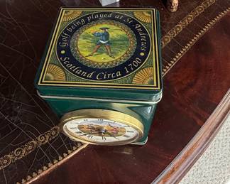 Roger Lascelles Golf at St. Andrews Tea Tin Clock