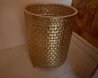 Vintage Hollywood Regency Gold Filigree Waste Basket