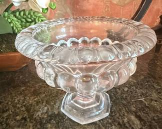 Vintage Pressed Glass Moon and Stars Compote Bowl