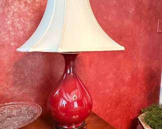 Pair of Sang de Boeuf Glazed Ceramic Table Lamps