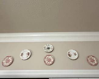 Vintage Floral Transferware Plates - Set of 5