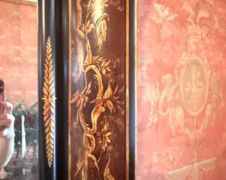Vintage Chinoiserie Black Lacquer and Gilt Mirror by LaBarge