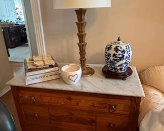 Faux Bamboo Commode with Marble Top