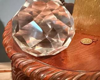 Faceted Clear Crystal Ball Paperweight