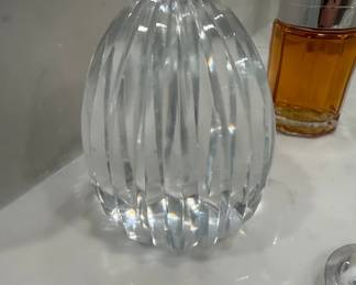 Vintage Ribbed Crystal Egg Paperweight - Possibly Imported from Poland