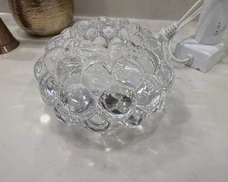 Orrefors "Raspberry" Bubble Crystal Votive Candle Holder