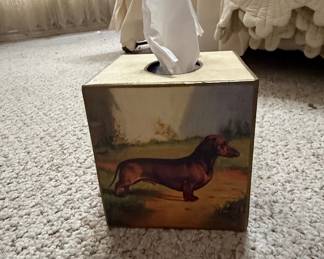 Dachshund Art Print Wooden Tissue Box Cover