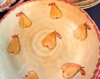 Hand-Painted Pear-Patterned Ceramic Dinner Plates by Laurie Gates