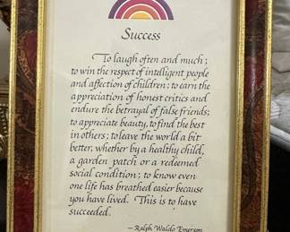 Ralph Waldo Emerson "Success" Quote Framed Print with Rainbow Graphic