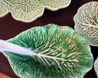 Bordallo Pinheiro Cabbage Leaf Majolica Serving Ware Set