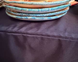 Hand-Painted Italian-Style Fruit Motif Ceramic Plates