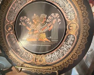 Vintage Egyptian Revival Etched Metal Plate