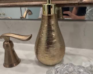 Textured Gold Ceramic Soap Dispenser