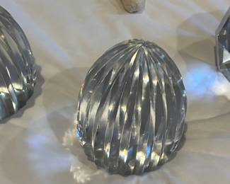 Vintage Ribbed Crystal Egg Paperweight - Possibly Polish