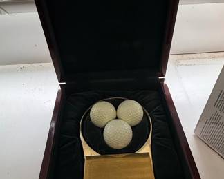 Golf Award Trophy with Three Golf Balls in Presentation Box