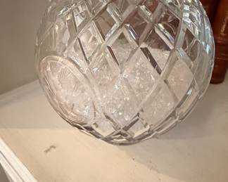Vintage Cut Crystal Rose Bowl with Pineapple and Diamond Pattern
