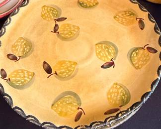 Hand-Painted Italian Ceramic Lemon Plates, Scalloped Edge