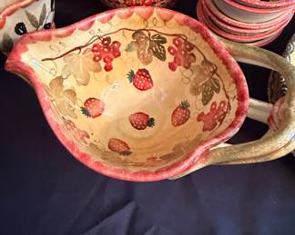 Italian Hand-Painted Ceramic Strawberry Gravy Boat