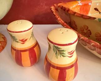 Gail Pittman Siena Pattern Ceramic Salt and Pepper Shaker Set