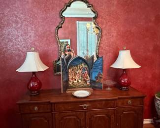 Pair of Sang de Boeuf Glazed Ceramic Table Lamps