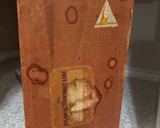 Vintage Miniature Doll Wardrobe Steamer Trunk with Switzerland Decal