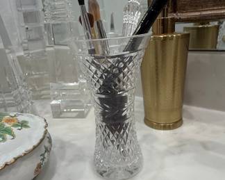 Cut Crystal Vanity Brush Holder