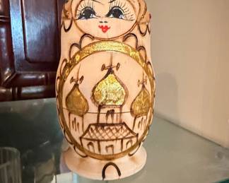 Russian Wood-Burned Church Matryoshka Nesting Doll Set