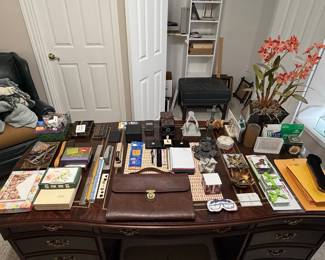 Assorted Leather Desk Accessories and Collectibles