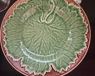 Vintage Bordallo Pinheiro Majolica Cabbage Leaf Plate