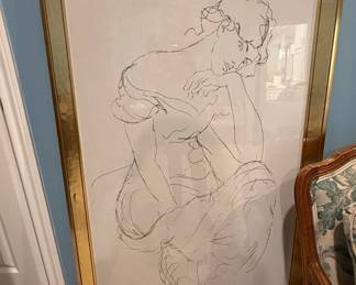 Egon Schiele Style Figural Line Art Print
