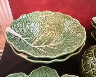 Bordallo Pinheiro Cabbage Leaf Ceramic Bowls