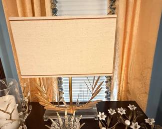 Hollywood Regency Brass Laurel Leaf Table Lamp