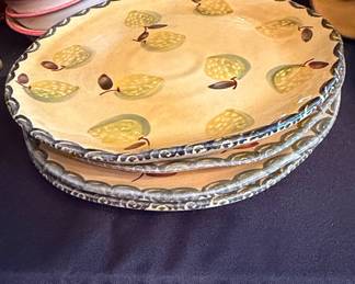 Hand-Painted Italian Ceramic Lemon Plates, Scalloped Edge