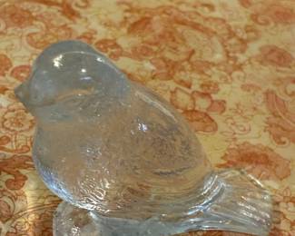 Vintage Clear Pressed Glass Sparrow Figurine