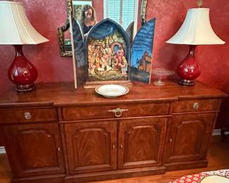 Vintage Hand-Painted Wooden Nativity Triptych