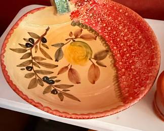 Italica ARS Hand-Painted Ceramic Serving Bowl with Lemon and Olive Motif